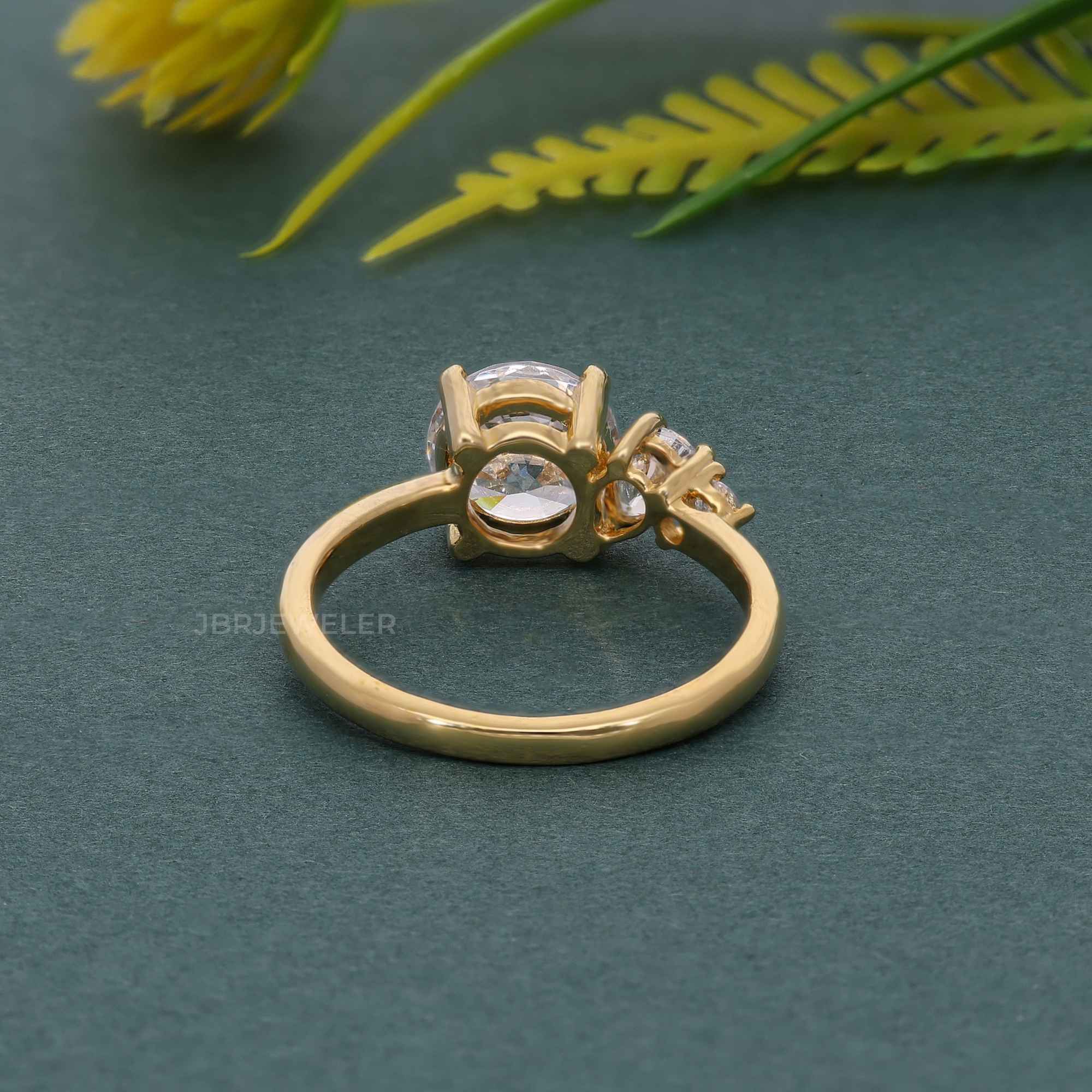 Asymmetrical Unique Round Moissanite Diamond Engagement Ring - JBR Jeweler