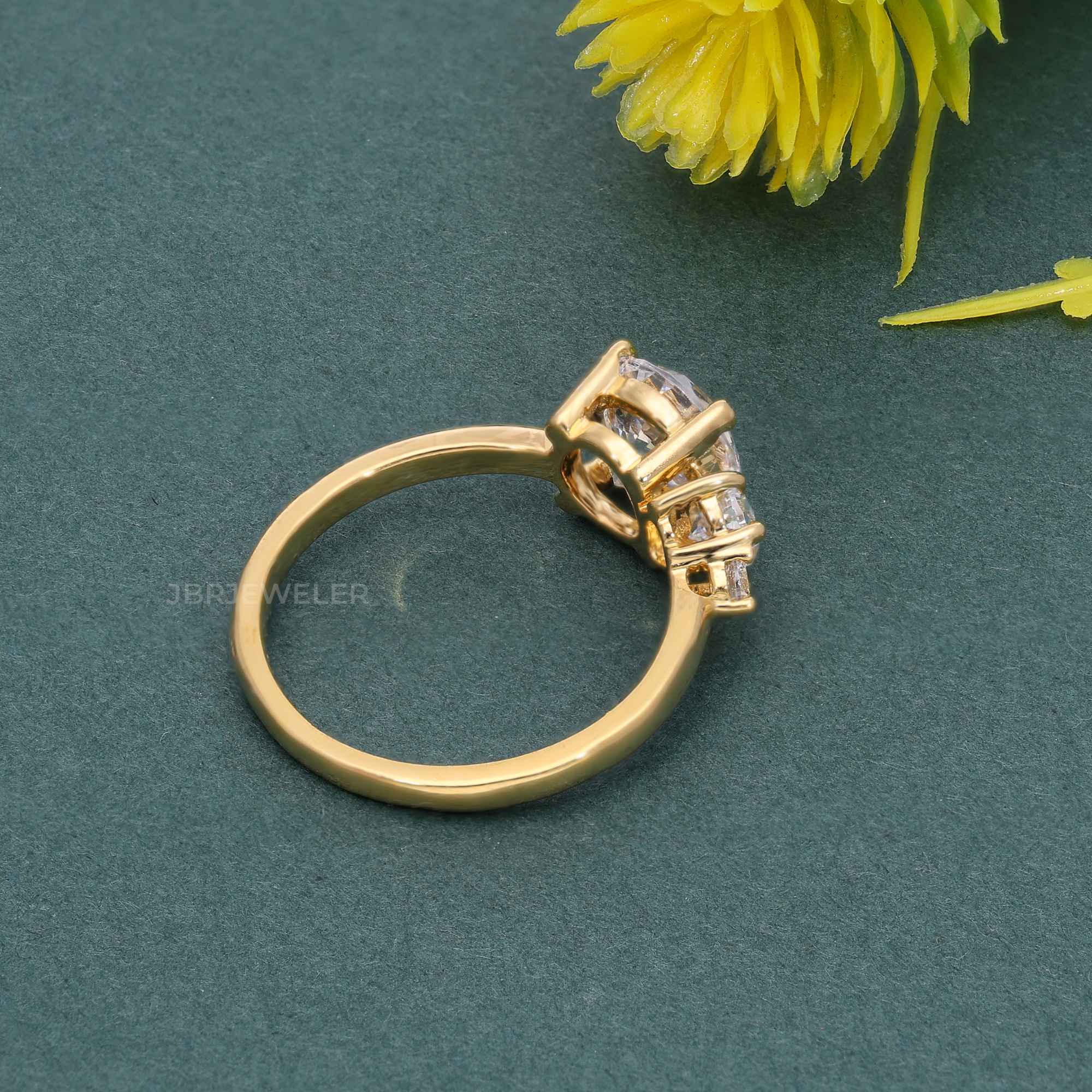 Asymmetrical Unique Round Moissanite Diamond Engagement Ring - JBR Jeweler