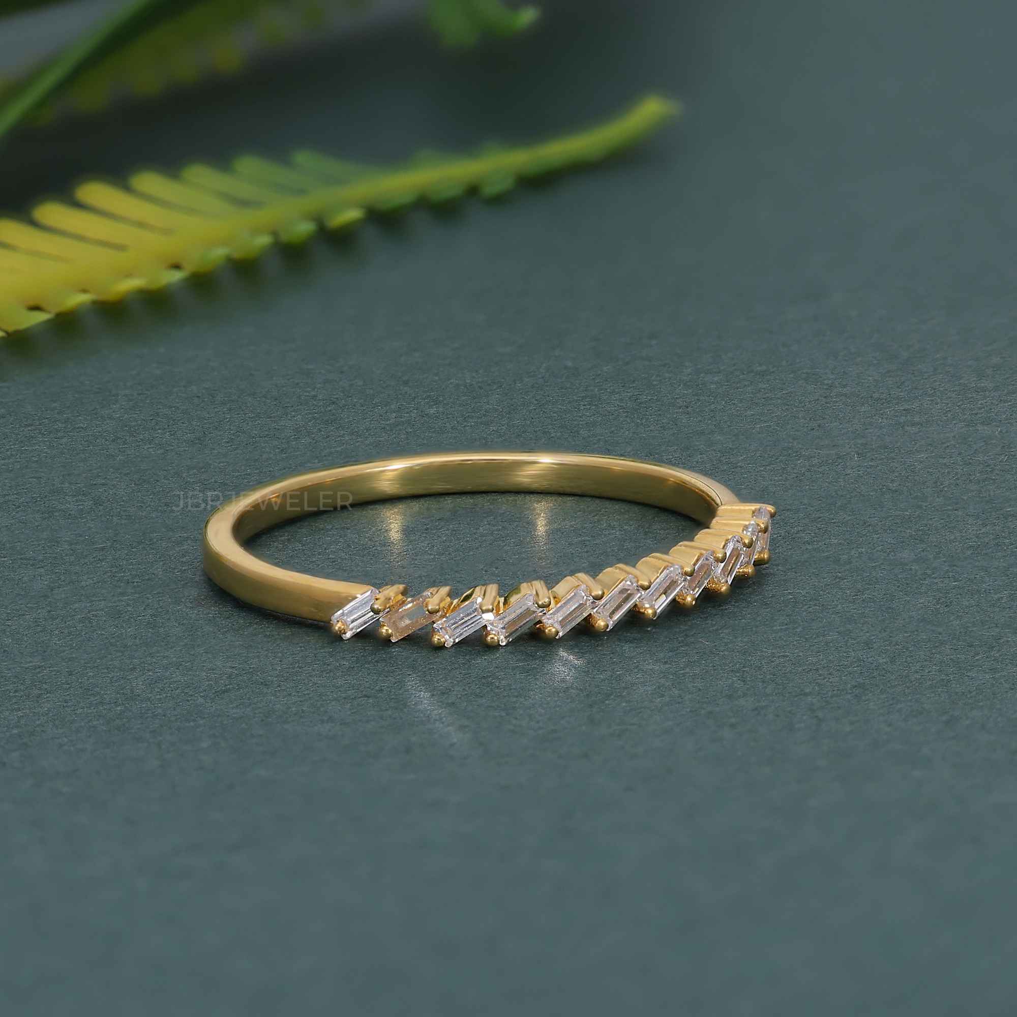 Baguette Half Eternity Lab Grown Diamond Wedding Band - JBR Jeweler