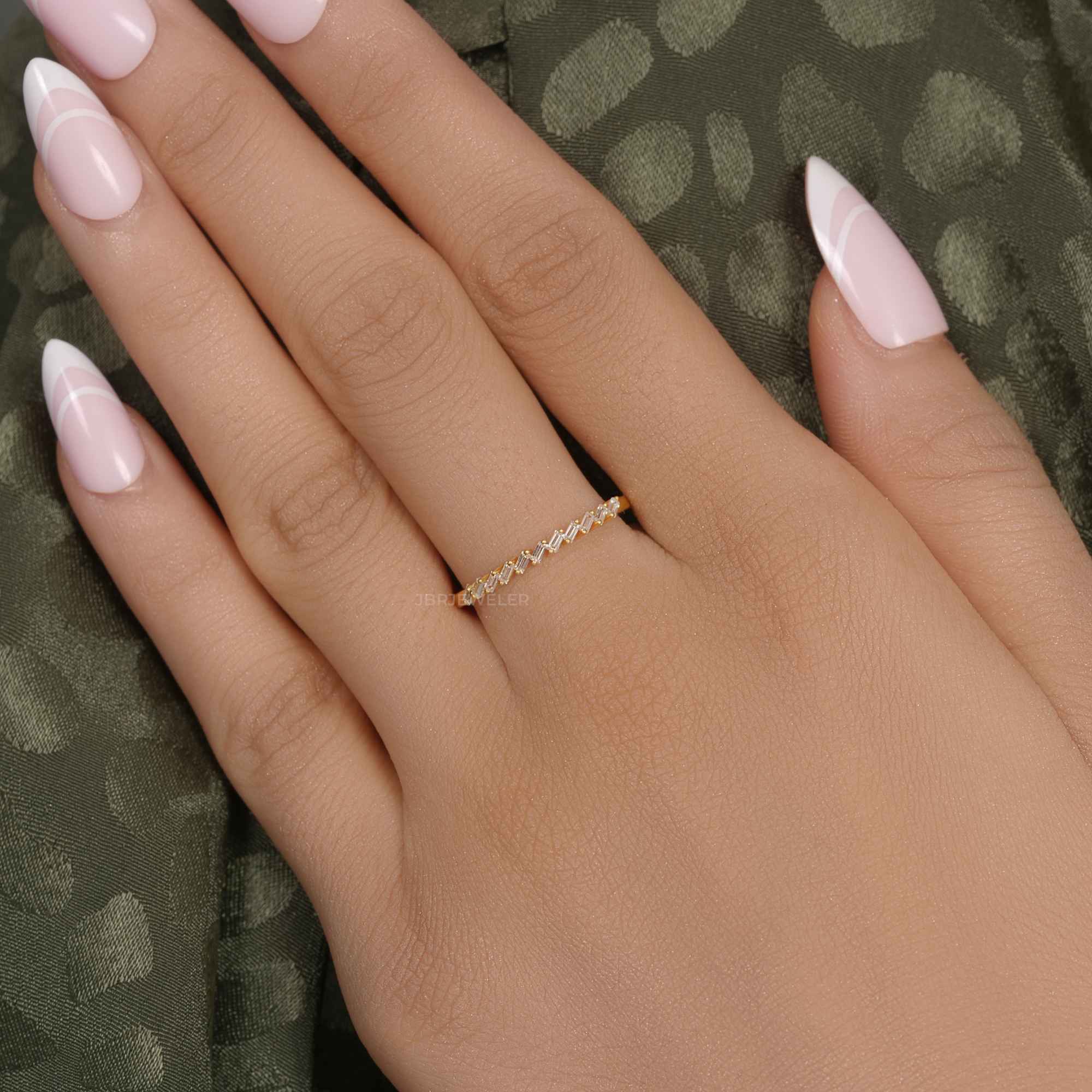 Baguette Half Eternity Lab Grown Diamond Wedding Band - JBR Jeweler