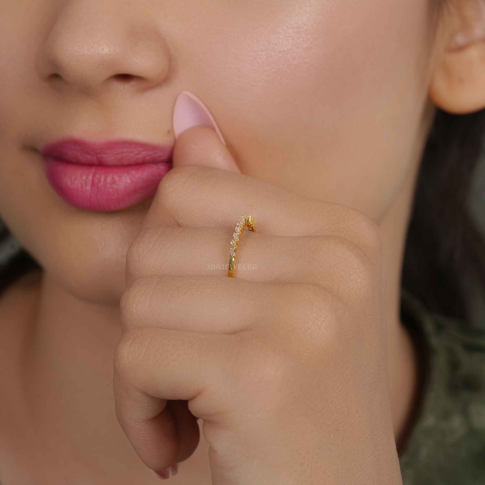 Baguette Half Eternity Lab Grown Diamond Wedding Band - JBR Jeweler