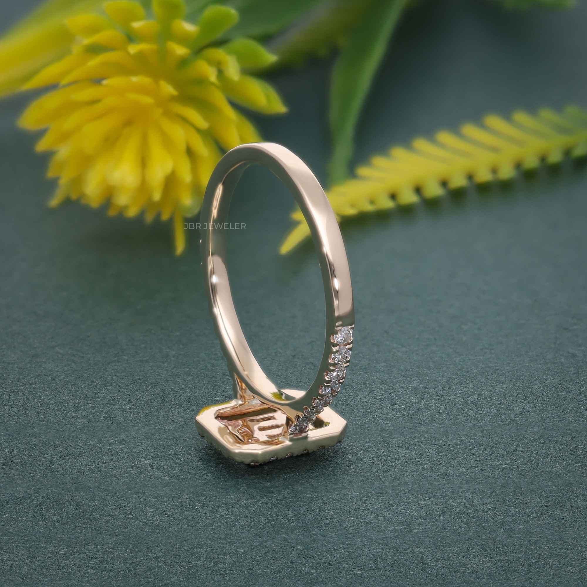 Brilliant Lab Grown Baguette Diamond Halo Wedding Ring