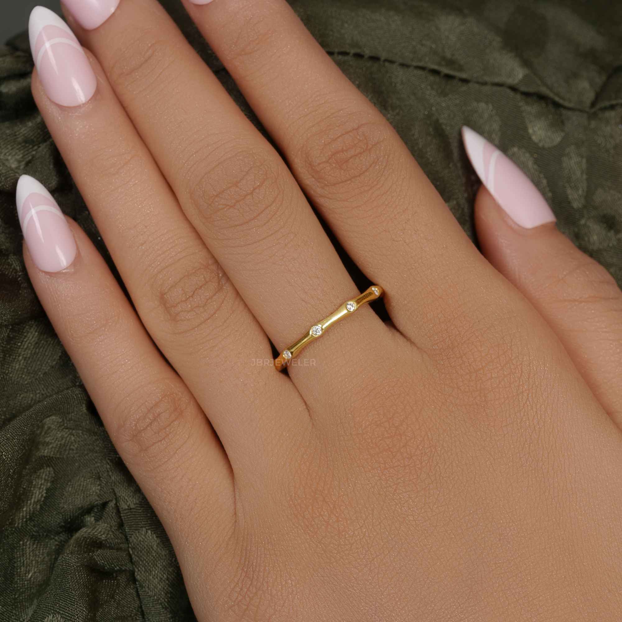 Bamboo Moissanite Diamond Stackable Wedding Ring - JBR Jeweler