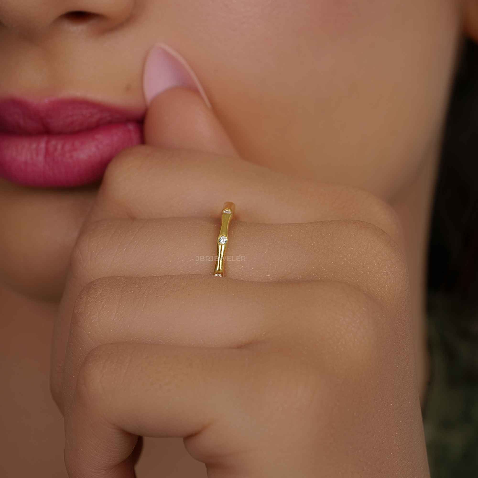 Bamboo Lab Grown Diamond Stackable Wedding Ring - JBR Jeweler