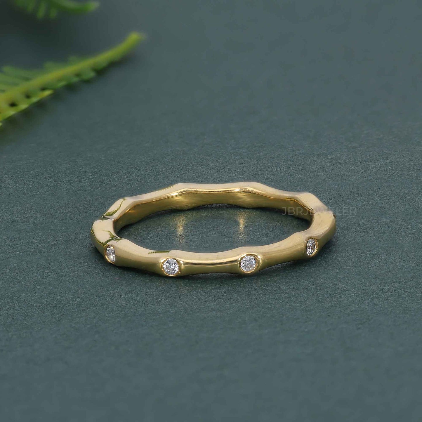 Bamboo Moissanite Diamond Stackable Wedding Ring