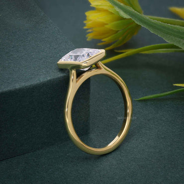 Bezel Radiant Moissanite Diamond Engagement Ring