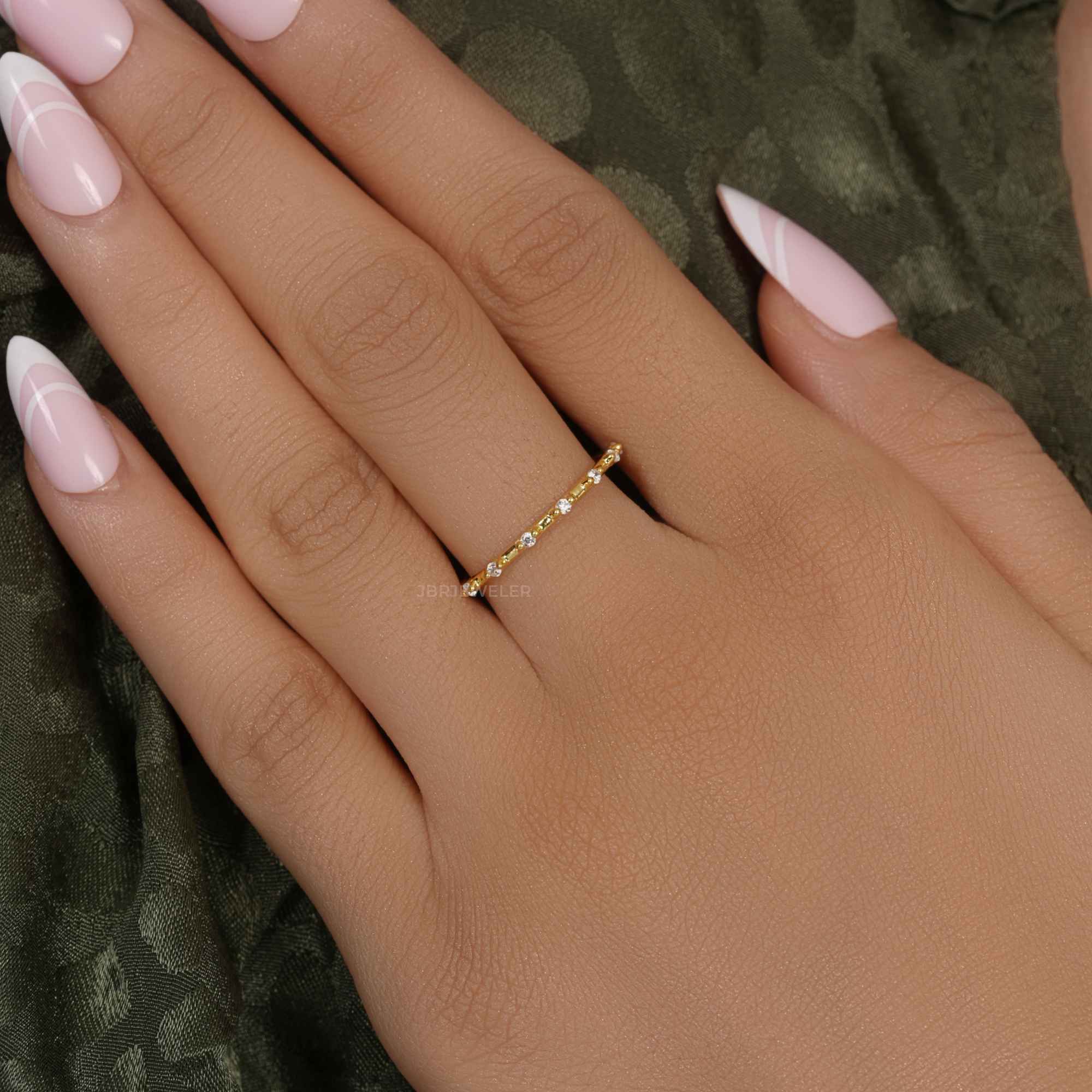 Beaded Round Cut Moissanite Diamond Wedding Band - JBR Jeweler