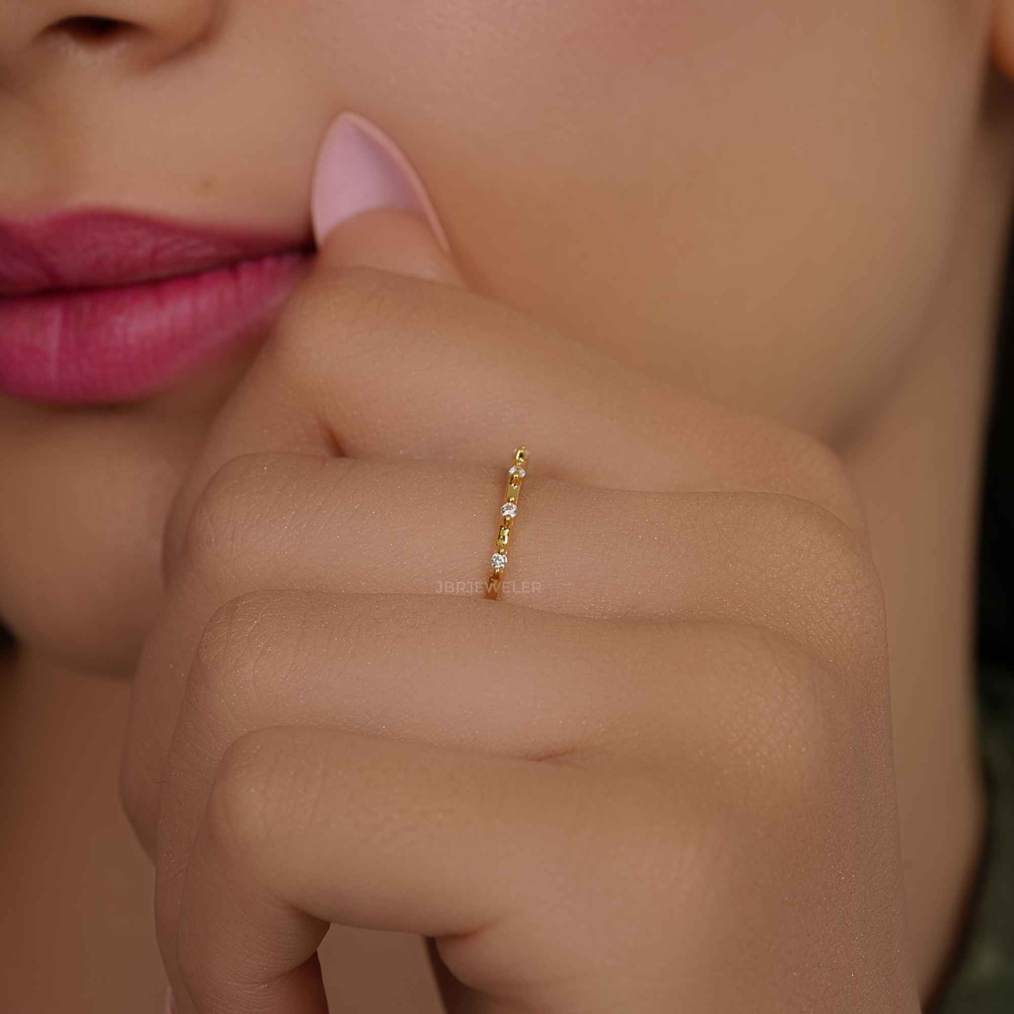 Beaded Round Cut Moissanite Diamond Wedding Band - JBR Jeweler