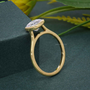 Bezel Elongated Cushion Lab Grown Diamond Engagement Ring