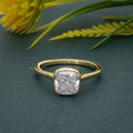 Bezel Elongated Cushion Lab Grown Diamond Engagement Ring - JBR Jeweler
