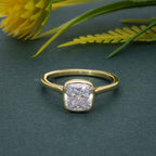 Bezel Elongated Cushion Lab Grown Diamond Engagement Ring - JBR Jeweler