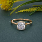 Bezel Elongated Cushion Lab Grown Diamond Engagement Ring - JBR Jeweler