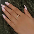 Bezel Emerald Cut Moissanite Diamond Wedding Band - JBR Jeweler