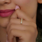 Bezel Emerald Cut Moissanite Diamond Wedding Band - JBR Jeweler