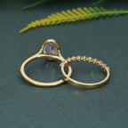 Bezel Oval Cut Moissanite Diamond Engagement Ring Sets With Matching Band - JBR Jeweler