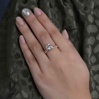 Bezel Round Cut Lab Grown Diamond Engagement Ring Sets With Stacking Band