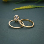Bezel Set Oval Cut Moissanite Diamond Wedding Ring With Matching Band - JBR Jeweler