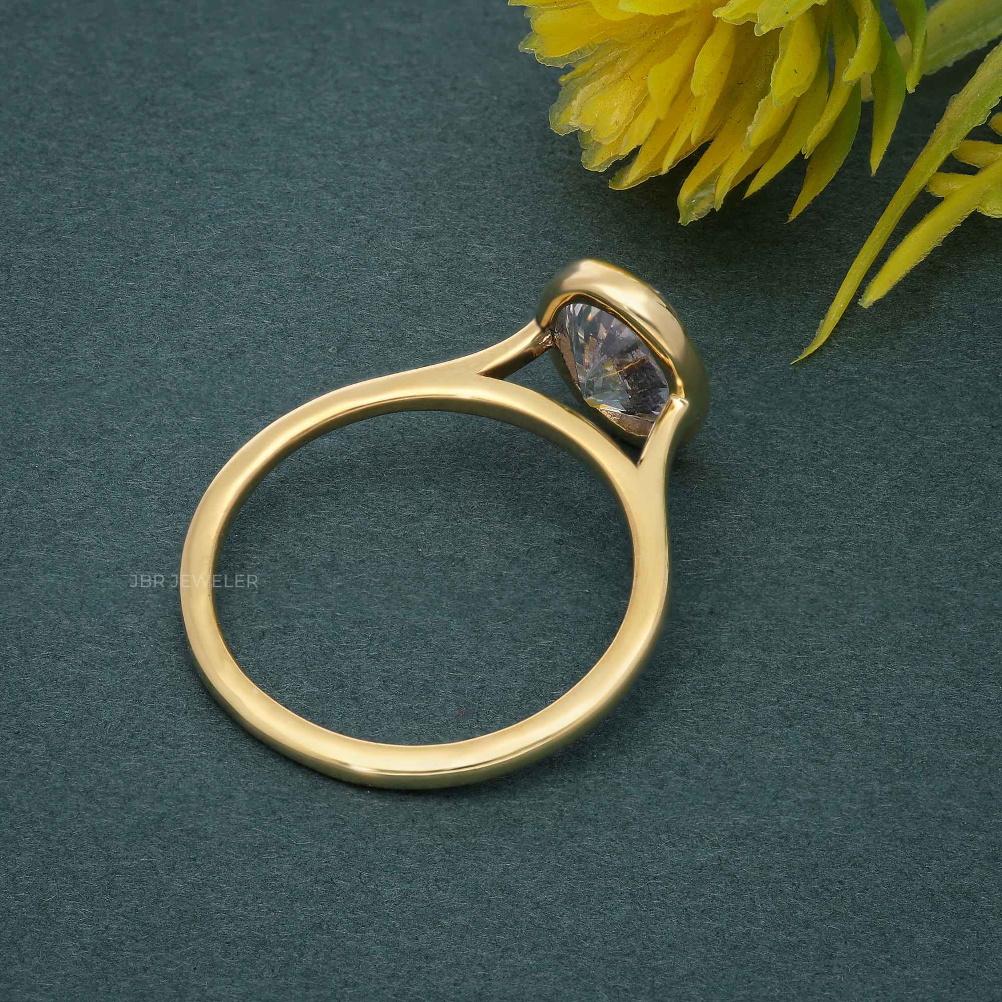 Bezel Set Oval Moissanite Diamond Solitaire Ring - JBR Jeweler