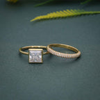 Bezel Set Princess Cut Lab Grown Diamond Bridal Set Ring With Matching Band - JBR Jeweler