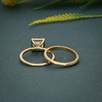 Bezel Set Princess Cut Lab Grown Diamond Bridal Set Ring With Matching Band - JBR Jeweler