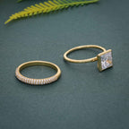 Bezel Set Princess Cut Lab Grown Diamond Bridal Set Ring With Matching Band - JBR Jeweler