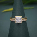 Bezel Set Princess Cut Lab Grown Diamond Bridal Set Ring With Matching Band - JBR Jeweler