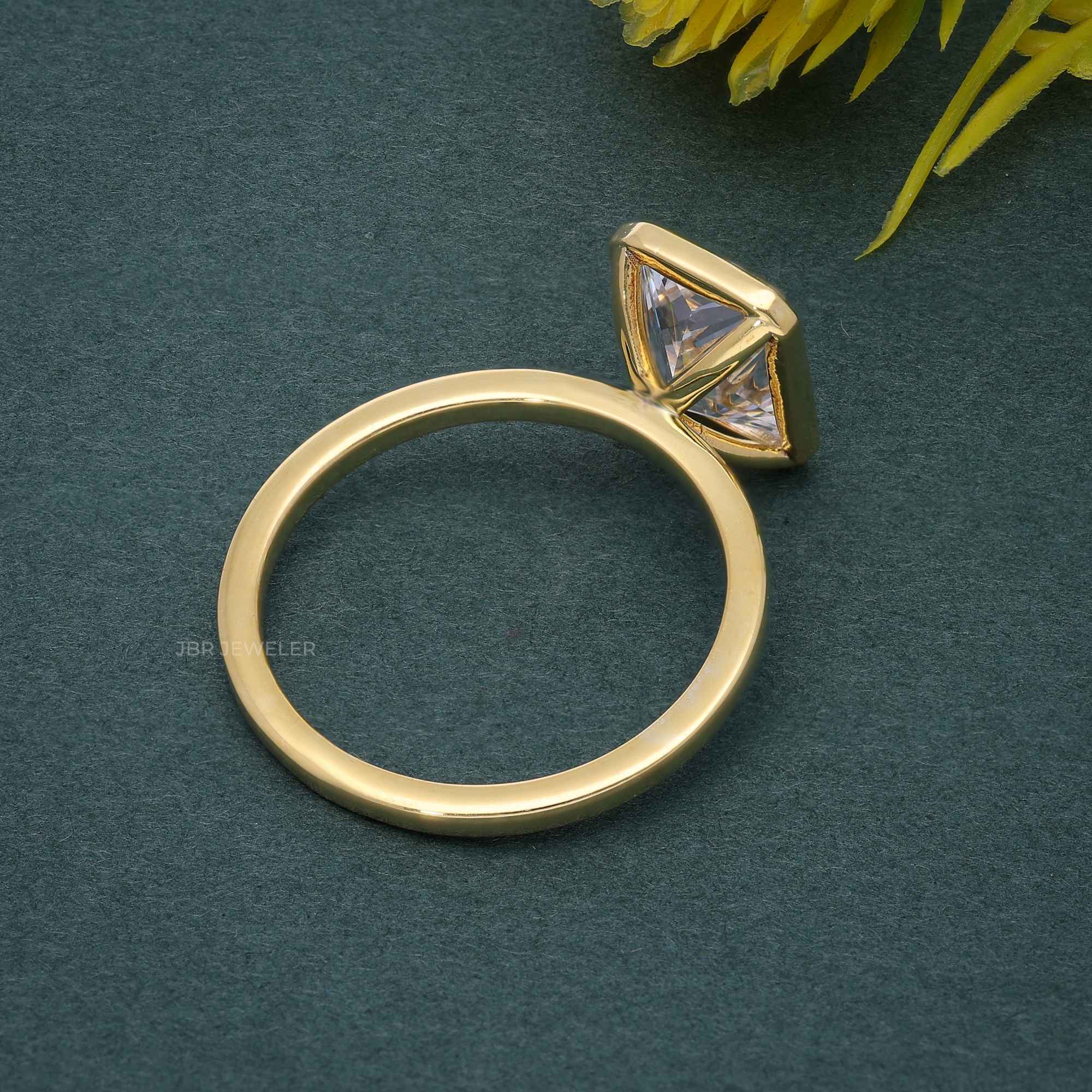 Classic Bezel Set Radiant Moissanite Diamond Engagement Ring - JBR Jeweler