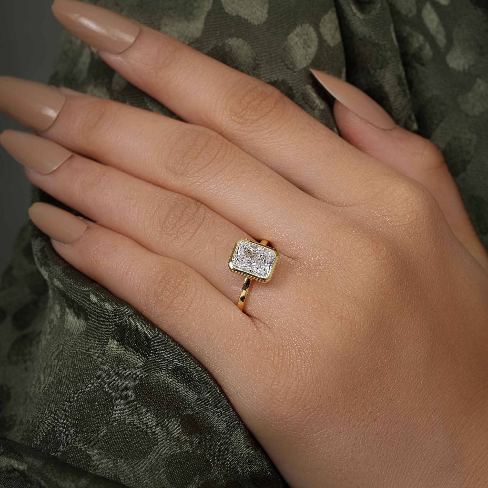 Classic Bezel Set Radiant Lab Grown Diamond Engagement Ring - JBR Jeweler