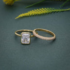 Bezel Set Radiant Cut Moissanite Diamond Bridal Set Ring With Wedding Band - JBR Jeweler