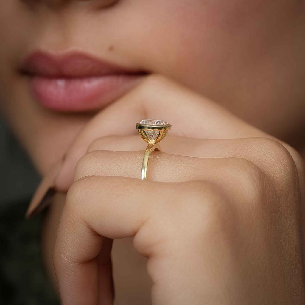 Classic Bezel Set Round Moissanite Diamond Engagement Ring - JBR Jeweler