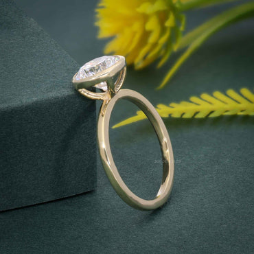 Classic Bezel Set Round Moissanite Diamond Engagement Ring