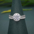 Bezel Set Round Cut Moissanite Diamond Solitaire Ring Bridal Set - JBR Jeweler