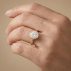 14K rose gold bezel set moissanite ring