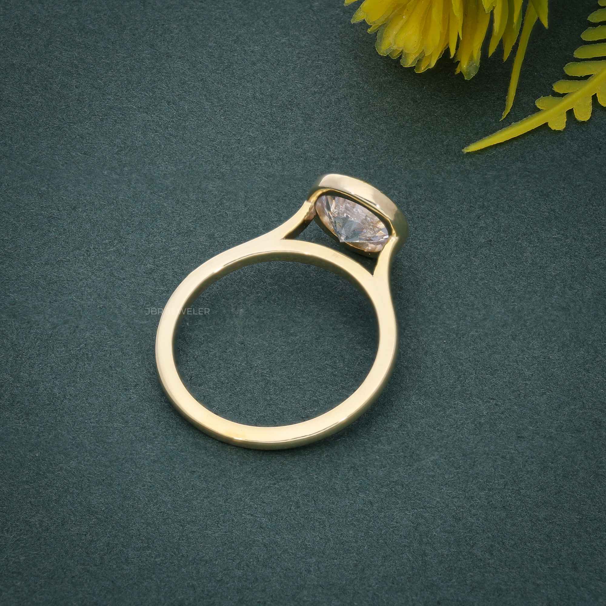 Bezel Set Solitaire Round Lab Grown Diamond Engagement Ring - JBR Jeweler