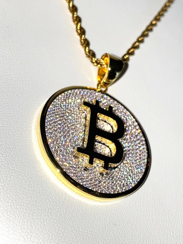 Bitcoin iced out pendants | Bitcoin Moissanite iced out pendant - JBR Jeweler