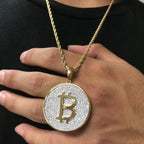 Bitcoin iced out pendants | Bitcoin Moissanite iced out pendant - JBR Jeweler