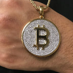 Bitcoin iced out pendants | Bitcoin Moissanite iced out pendant - JBR Jeweler