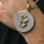 Bitcoin iced out pendants | Bitcoin Moissanite iced out pendant - JBR Jeweler