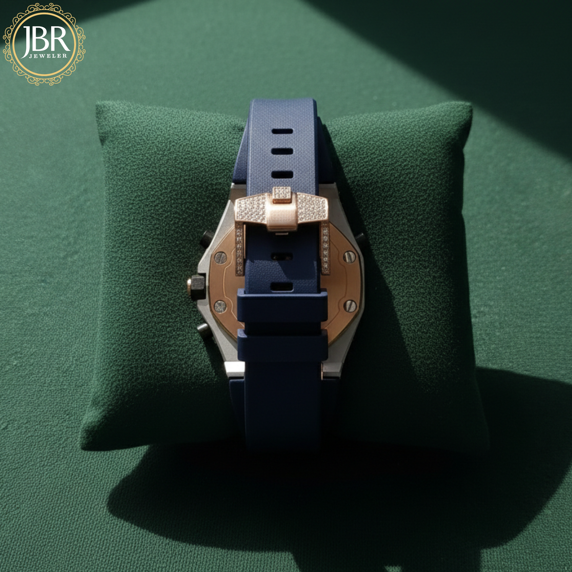 Blue Belt VVS Moissanite Bust Down Wrist Watch For Men