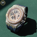 Blue Belt VVS Moissanite Bust Down Wrist Watch For Men