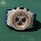 Blue Belt VVS Moissanite Bust Down Wrist Watch For Men