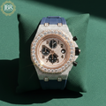 Blue Belt VVS Moissanite Bust Down Wrist Watch For Men