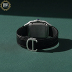Black Leather Belt Bezel White Dial VVS Iced Out Watch