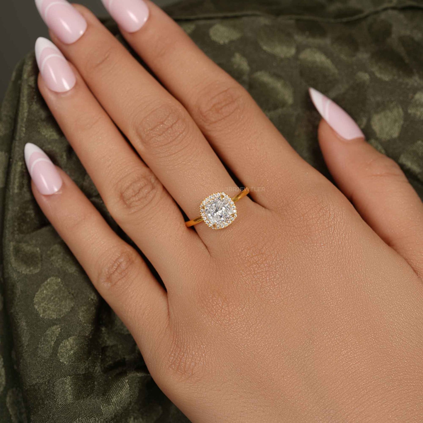 Bold Cushion Lab Grown Diamond Solitaire Halo Ring