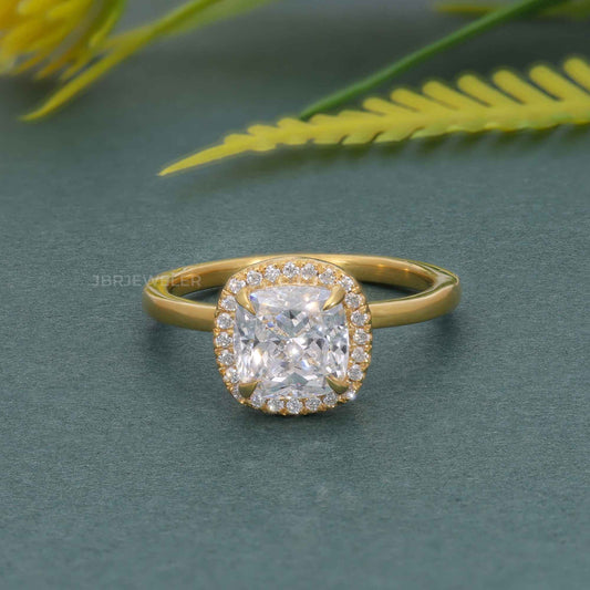 Bold Cushion Lab Grown Diamond Solitaire Halo Ring