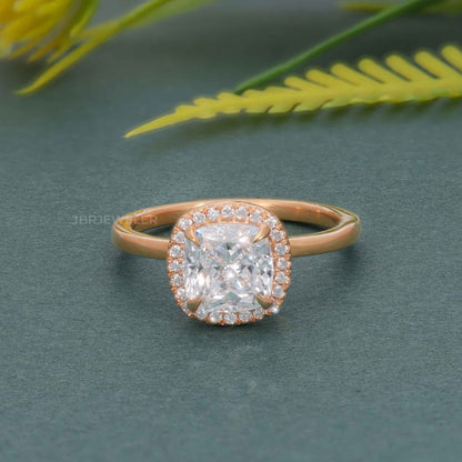 Bold Cushion Lab Grown Diamond Solitaire Halo Ring