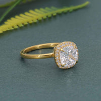 Bold Cushion Lab Grown Diamond Solitaire Halo Ring