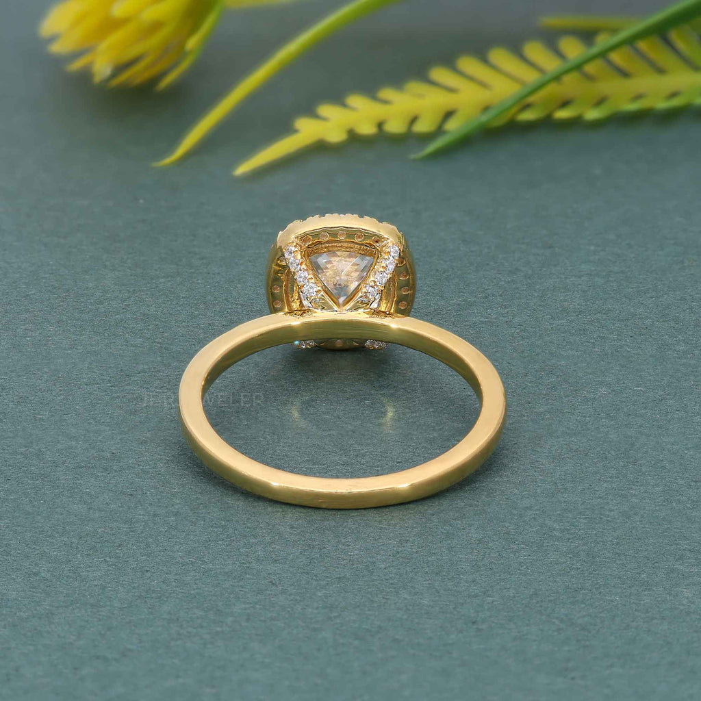 Bold Cushion Moissanite Diamond Solitaire Halo Ring - JBR Jeweler