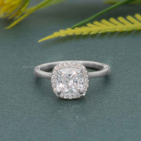 Bold Cushion Lab Grown Diamond Solitaire Halo Ring