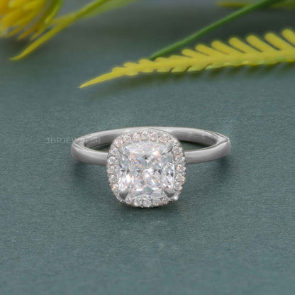 Bold Cushion Lab Grown Diamond Solitaire Halo Ring